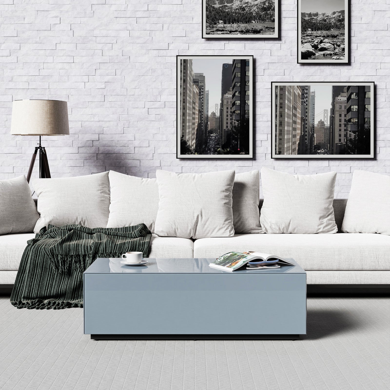 Sonorous CTB-120 All Glass Coffee Table / Center Table - Gray Ash (Limited Edition)