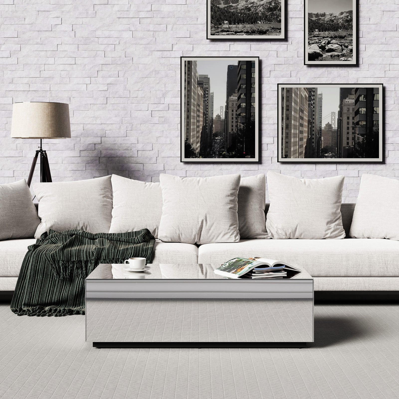 Sonorous CTB-120 All Glass Coffee Table / Center Table - Mirror