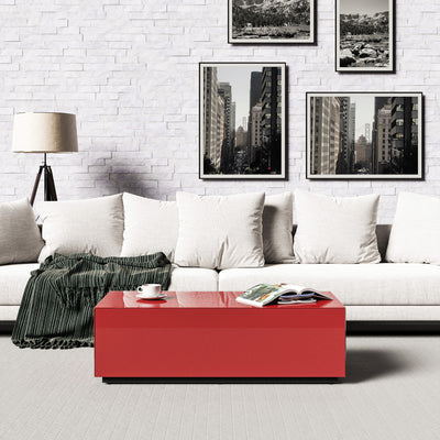 Sonorous CTB-120 All Glass Coffee Table / Center Table - Scarlet Red (Limited Edition)
