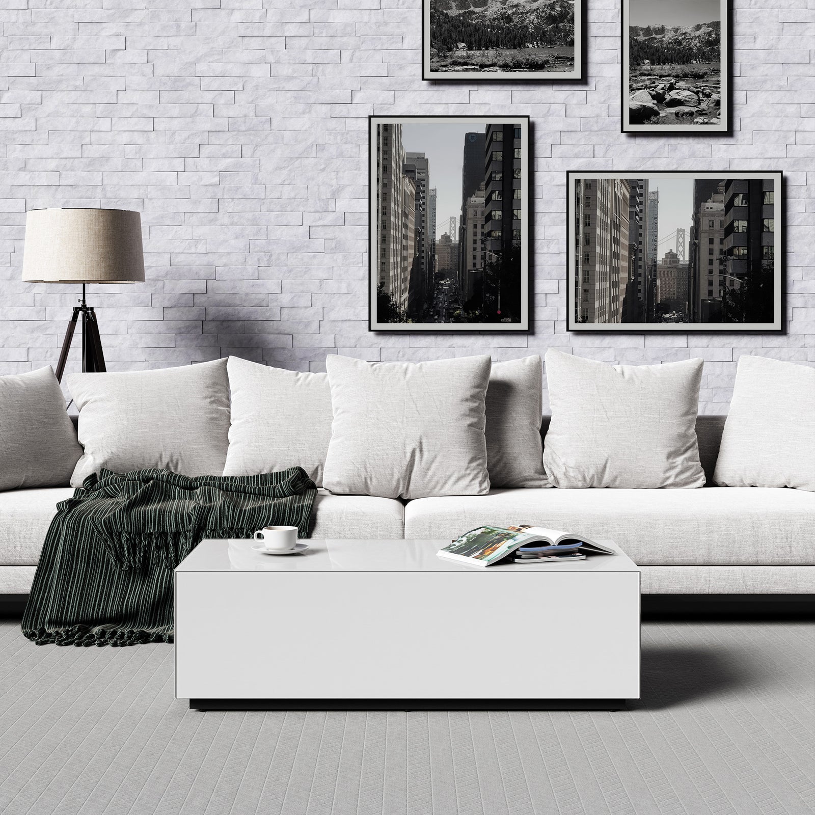 Sonorous CTB-120 All Glass Coffee Table / Center Table - White