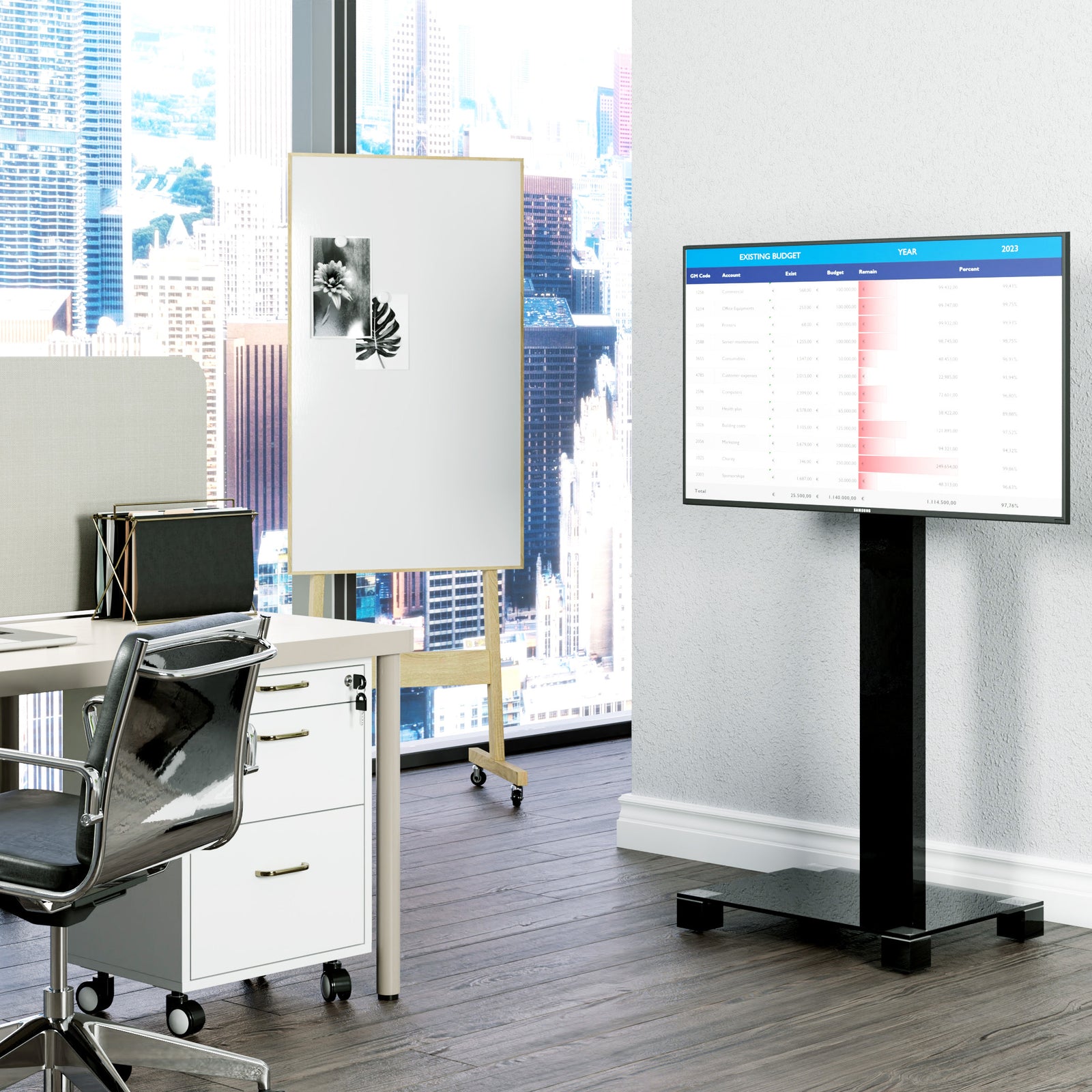 Sonorous PL-2510 Modern TV Floor Stand Mount For TVs up to 65" (Aluminum Construction)