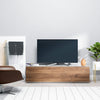 Sonorous Studio ST160 Modern TV Stand w/ Hidden Wheels for TVs up to 75" - White / Walnut Wood Cover