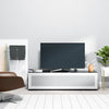 Sonorous Studio ST160 Modern TV Stand w/ Hidden Wheels for TVs up to 75" - Black / White Glass Cover