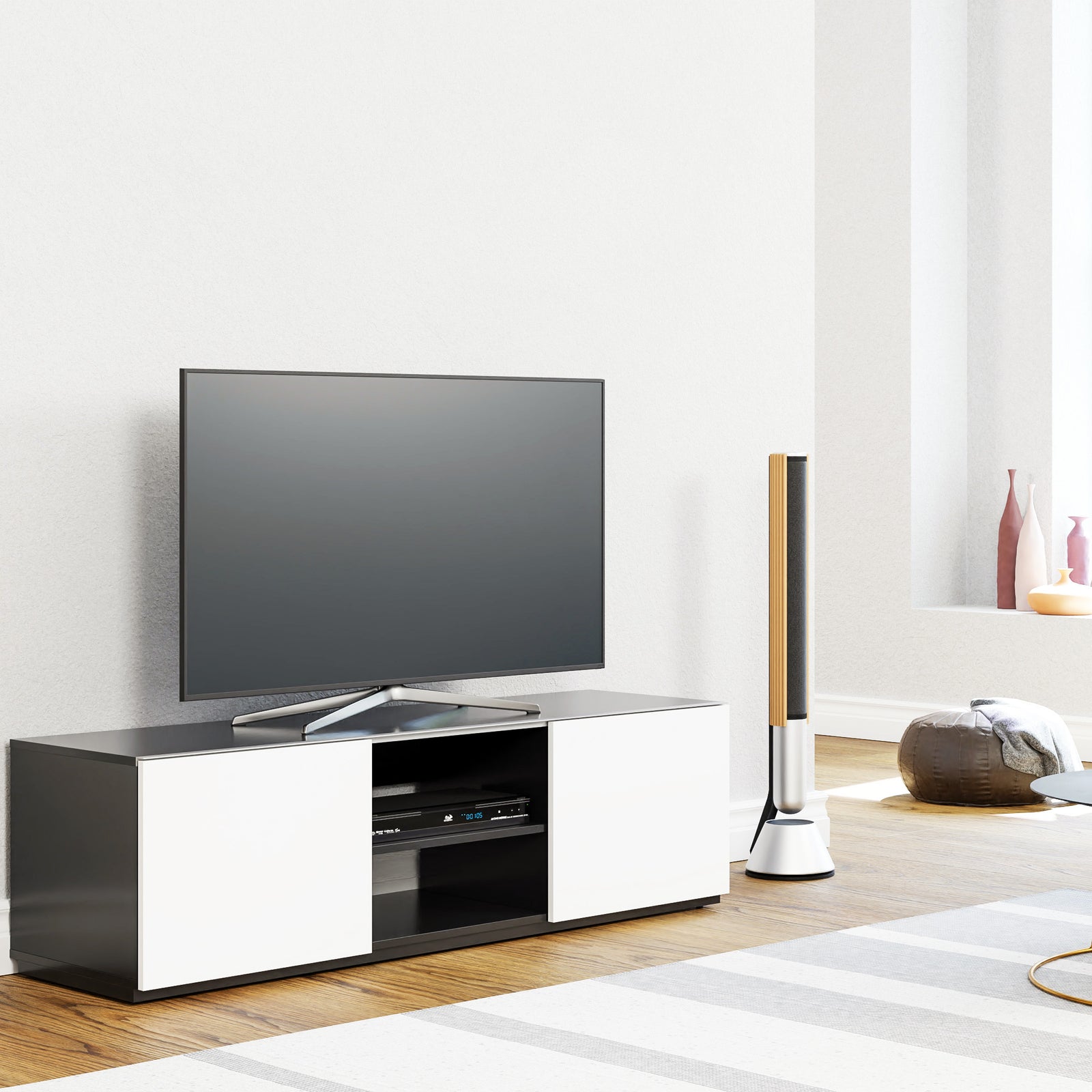 Sonorous TRD-150 Modern Wood TV Stand For Sizes up to 65" - White