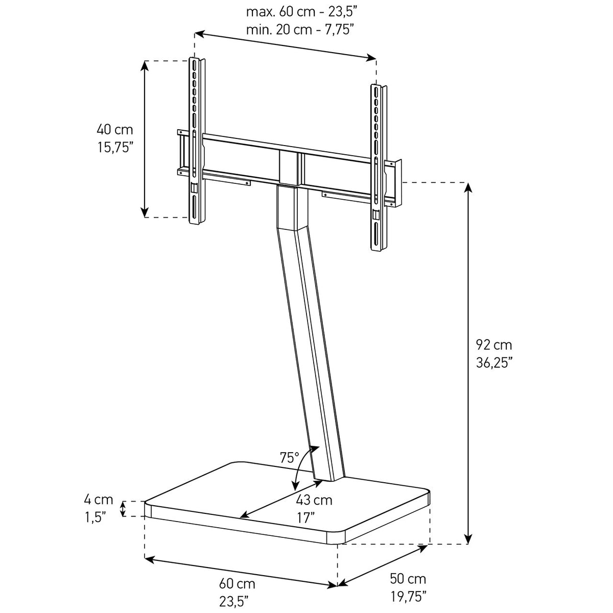 Sonorous PL-2700 Modern TV Floor Stand Mount / Bracket For Sizes up to 65" (Aluminum Construction)