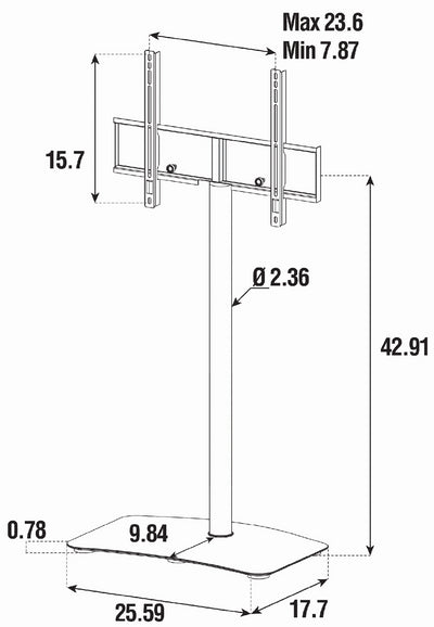 Sonorous PL-2800 Modern TV Floor Stand Mount / Bracket For Sizes up to 65" (Steel) - White