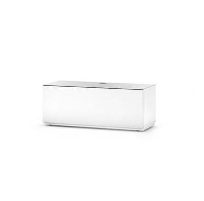 Sonorous Studio ST110 Modern TV Stand w/ Hidden Wheels for TVs up to 65" - White / White Wood Cover