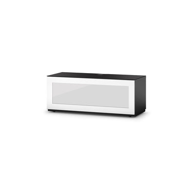 Sonorous Studio ST110 Modern TV Stand w/ Hidden Wheels for TVs up to 65" - Black / White Glass Cover