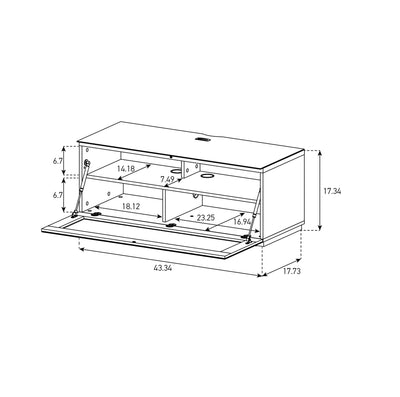 Sonorous Studio ST110 Modern TV Stand w/ Hidden Wheels for TVs up to 65" - Black / Black Wood Cover
