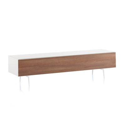 Sonorous Studio ST360 Modern TV Stand w/ Spike Legs for TVs up to 75" - White / Walnut Wood Cover