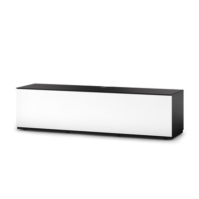 Sonorous Studio ST160 Modern TV Stand w/ Hidden Wheels for TVs up to 75" - Black / White Wood Cover