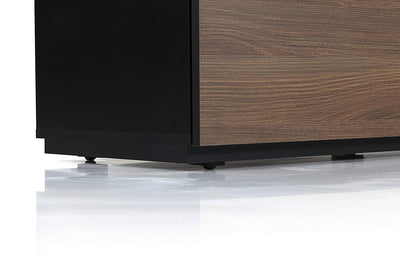 Sonorous Studio ST110 Modern TV Stand w/ Hidden Wheels for TVs up to 65" - Black /  Walnut Wood Cover