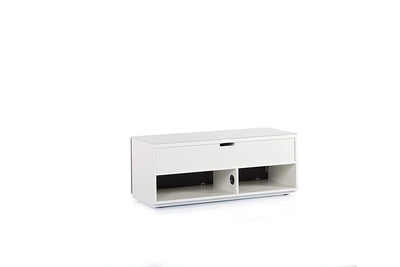 Sonorous Studio ST110 Modern TV Stand w/ Hidden Wheels for TVs up to 65" - White / Black Wood Cover