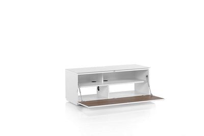 Sonorous Studio ST110 Modern TV Stand w/ Hidden Wheels for TVs up to 65" - White / Walnut Wood Cover