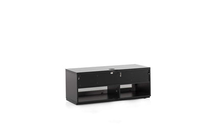 Sonorous Studio ST110 Modern TV Stand w/ Hidden Wheels for TVs up to 65" - Black / Black Glass Cover