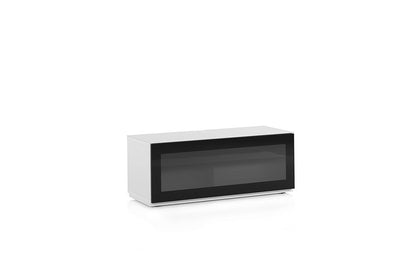 Sonorous Studio ST110 Modern TV Stand w/ Hidden Wheels for TVs up to 65" - White / Black Glass Cover