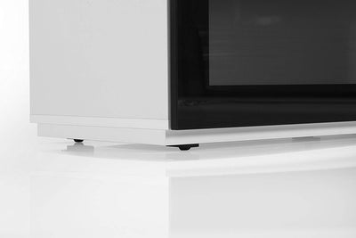 Sonorous Studio ST110 Modern TV Stand w/ Hidden Wheels for TVs up to 65" - White / Black Glass Cover