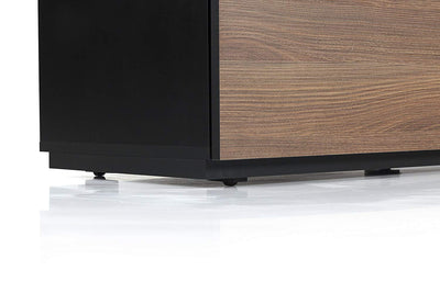 Sonorous Studio ST160 Modern TV Stand w/ Hidden Wheels for TVs up to 75" - Black / White Wood Cover