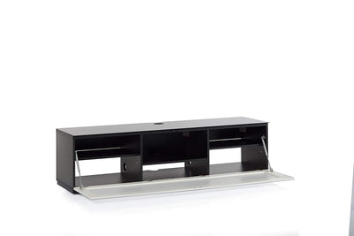Sonorous Studio ST160 Modern TV Stand w/ Hidden Wheels for TVs up to 75" - Black / White Glass Cover