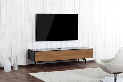 Sonorous Studio ST360 Modern TV Stand w/ Spike Legs for TVs up to 75" - Black / White Wood Cover