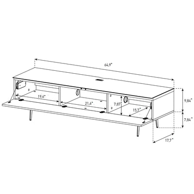 Sonorous Studio ST360 Modern TV Stand w/ Spike Legs for TVs up to 75" - White / White Wood Cover