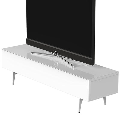 Sonorous Studio ST360 Modern TV Stand w/ Spike Legs for TVs up to 75" - White / White Wood Cover