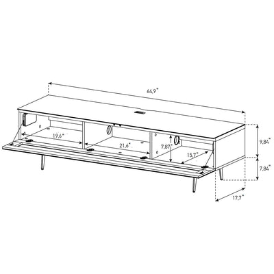 Sonorous Studio ST360 Modern TV Stand w/ Spike Legs for TVs up to 75" - White / Black Glass Cover