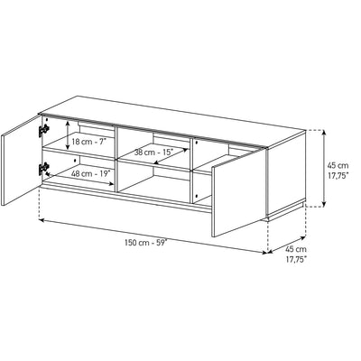 Sonorous TRD-150 Modern Wood TV Stand For Sizes up to 65" - Black