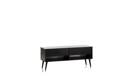 Sonorous VL1200 Series Modern TV Stand w/ Wood Legs for TVs up to 65" - Black Cabinet / White Cover