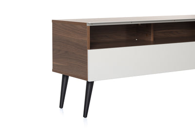 Sonorous VL1200 Series Modern TV Stand w/ Wood Legs for TVs up to 65" - Walnut Cabinet / White Cover
