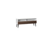 Sonorous VL1200 Series Modern TV Stand w/ Wood Legs for TVs up to 65" - White Cabinet / Walnut Cover