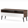 Sonorous VL1200 Series Modern TV Stand w/ Wood Legs for TVs up to 65" - Walnut Cabinet / White Cover