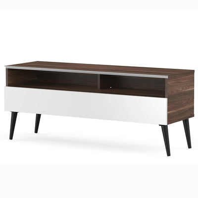 Sonorous VL1200 Series Modern TV Stand w/ Wood Legs for TVs up to 65" - Walnut Cabinet / White Cover