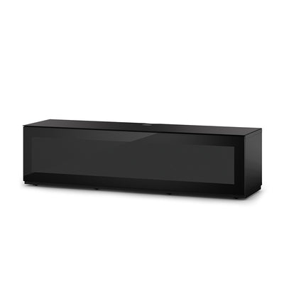 Sonorous Studio ST160 Modern TV Stand w/ Hidden Wheels for TVs up to 75" - Black / Black Glass Cover